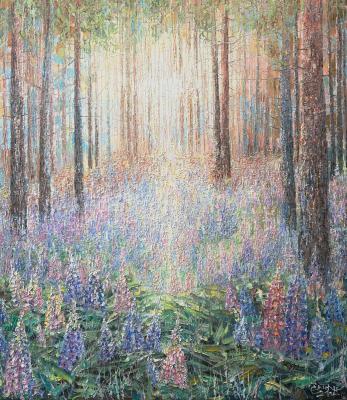 Lupins in a pine forest. Smirnov Sergey