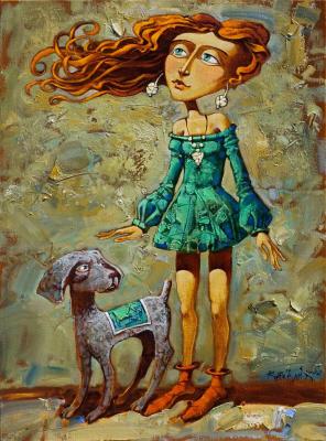 Girl with a dog. Kansky Constantin