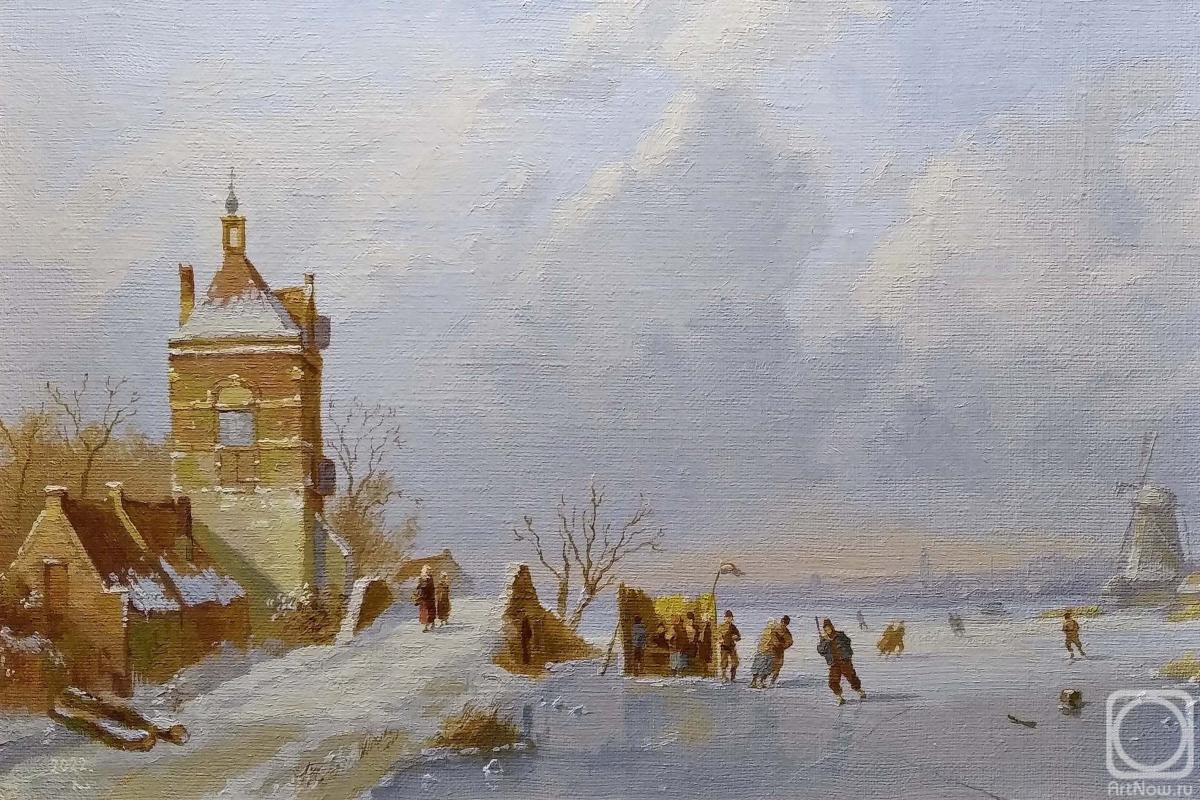 Nordov Anton. Leickert. Winter landscape with a turret (copy)