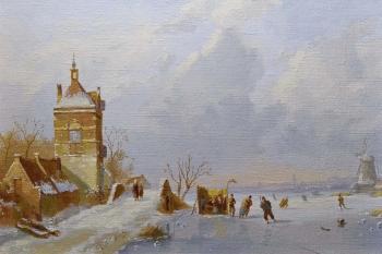 Leickert. Winter landscape with a turret (copy). Nordov Anton