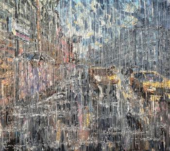 Night hailstorm (Urban Landscape Palette Knife). Smirnov Sergey