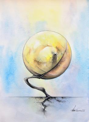 Yellow Ball (Colorful Watercolor). Pshenichnyi Andrey