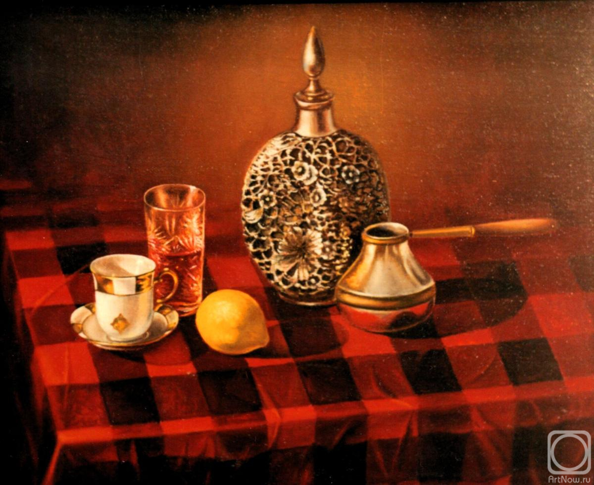 Abaimov Vladimir. Still-life on a Red Table-Cloth