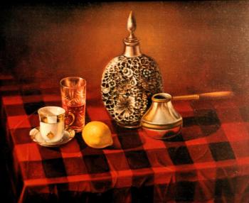 Still-life on a Red Table-Cloth. Abaimov Vladimir