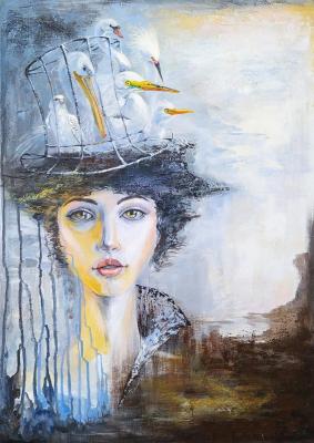 Habits (Portrait Of A Girl In A Blue Hat). Reytarova Anastasiya
