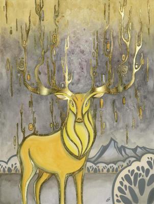 Golden Deer (Gray-Yellow Painting). Belasla Yuliya
