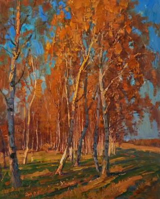 Autumn in a Birch Grove (Oil Paints On Primed Hardboard). Yurgin Alexander