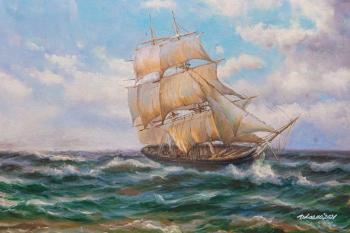 The sailboat set off towards the wind. Lagno Daria