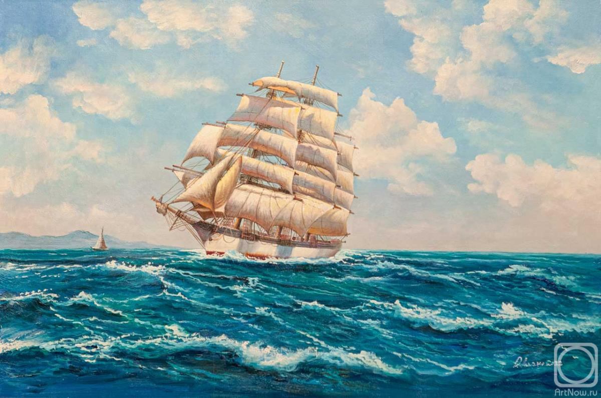 Lagno Daria. A free copy of the picture of Montego Dawson (Montague Dawson) American Windjammer Under Full Sail