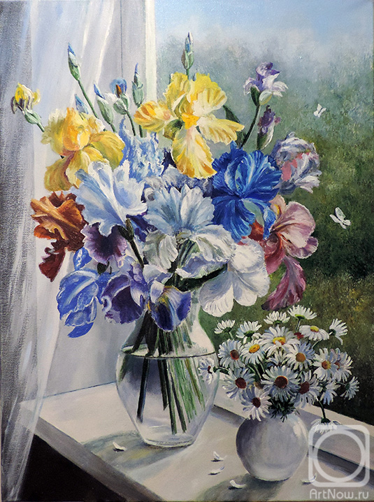 Vorobyeva Olga. Irises and daisies