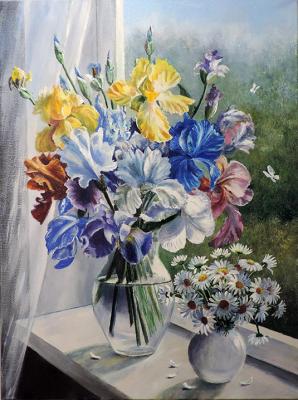 Irises and daisies. Vorobyeva Olga