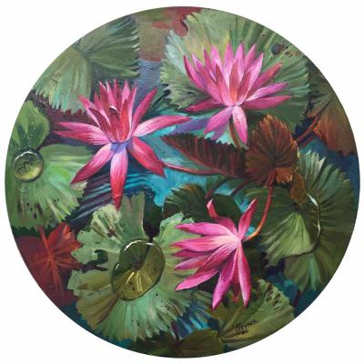 Pink lotuses (Pink Lilies On The Pond). Veyner Nataliya