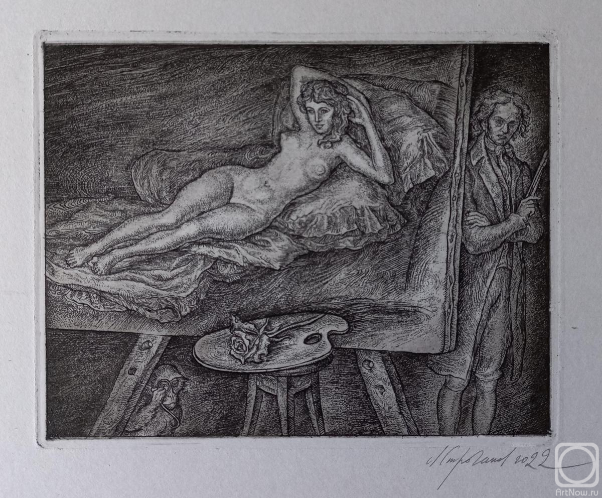 Stroganov Leonid. Nude Maja and Francisco Goya