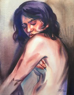 Morning, portrait of a naked girl. Veyner Nataliya