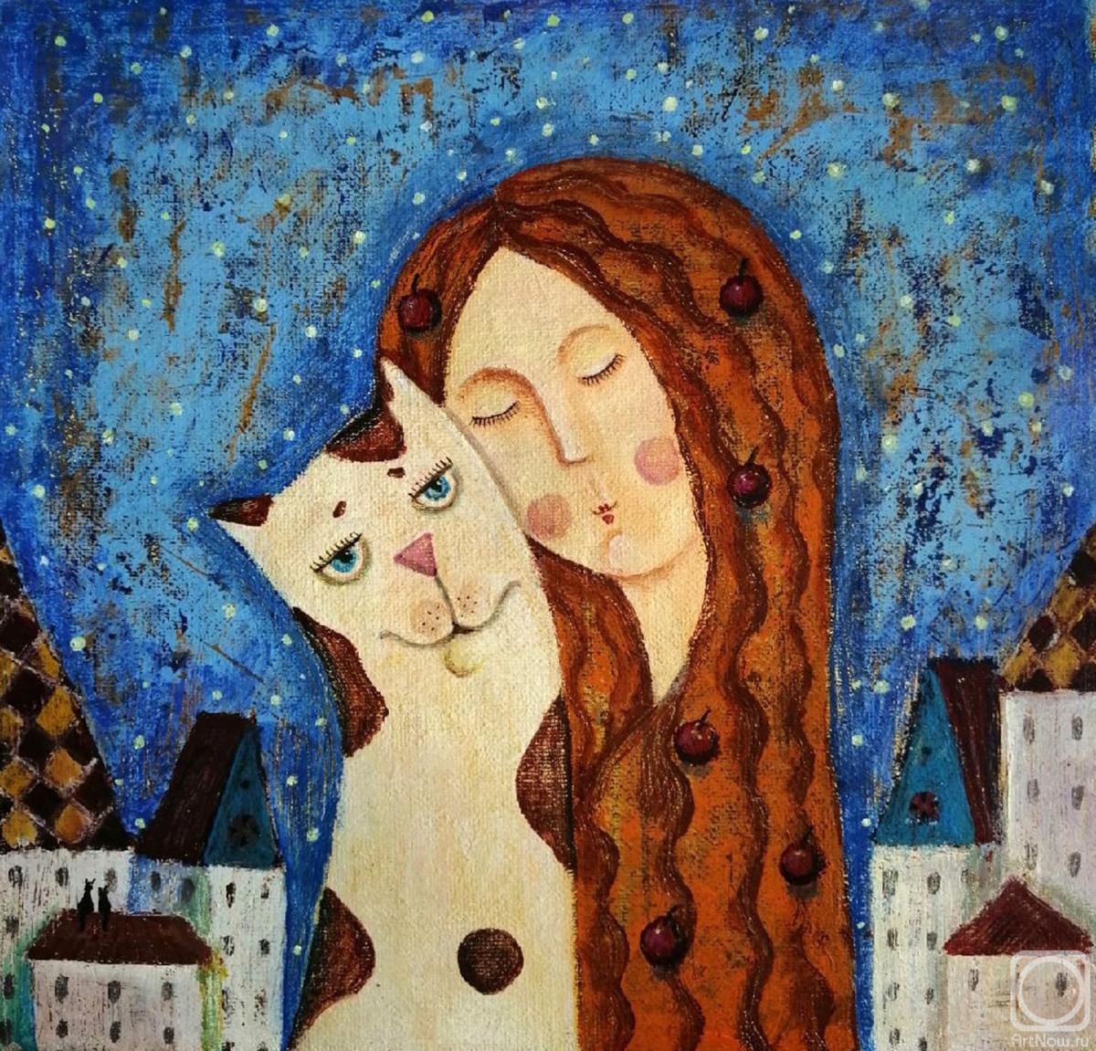 Razina Elena. Girl and cat