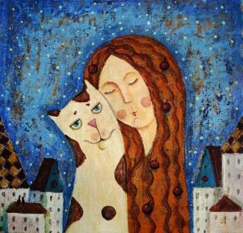 Girl and cat. Razina Elena