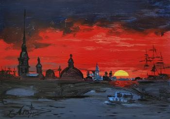 Red sunset over the Neva. Movsisyan Tigran