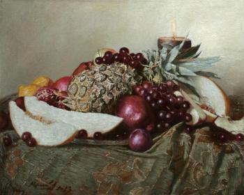 Still life with melon and pineapple
