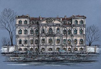 Front view of a 19th century building in Saint Petersburg #5 (Detailed Painting). Podosinovik Sasha