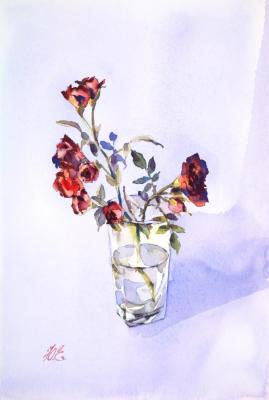 Little red roses in a glass. Evsyukova Yuliya