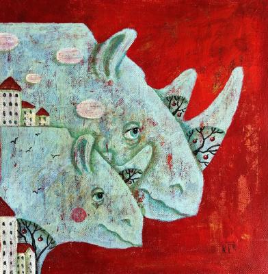 Rhinos (Pintura). Razina Elena