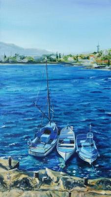 Three friends. Landscape with boats. Faleeva Mariya