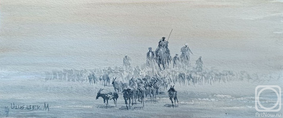 Mukhamedov Ulugbek. Shepherds in the desert kyzylkum