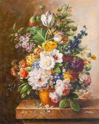 Bouquet with tulips in the Baroque style N2