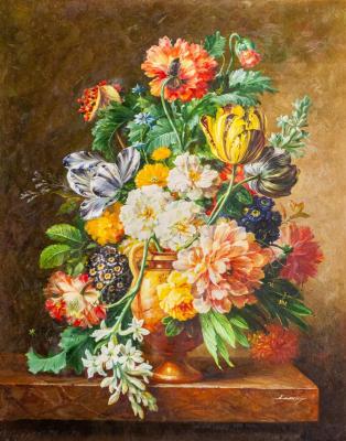 Bouquet with tulips in the Baroque style