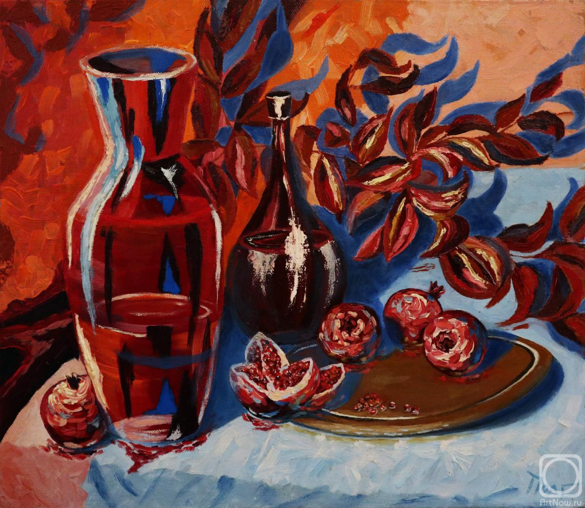 Polischuk Olga. Still life with pomegranates