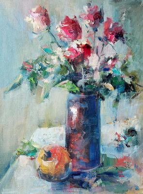 Roses Still Life oil painting. Lopatina Olesya
