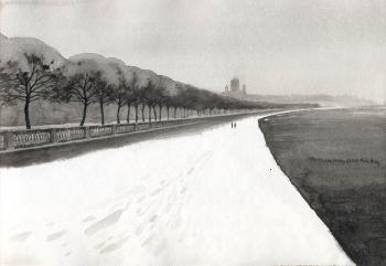 Embankment in the snow or Black water time (Black River). Eldeukov Oleg