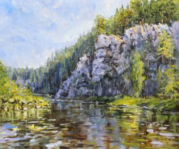 The Balaban stone. Chusovaya in the morning rays (Painting Of The Chusovaya River). Tyutina-Zaykova Ekaterina