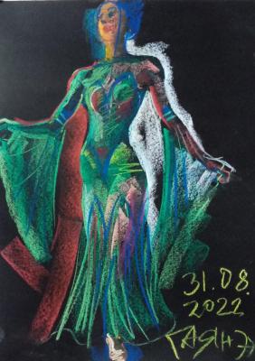 Goddess in a light green dress. Dobrovolskaya Gayane