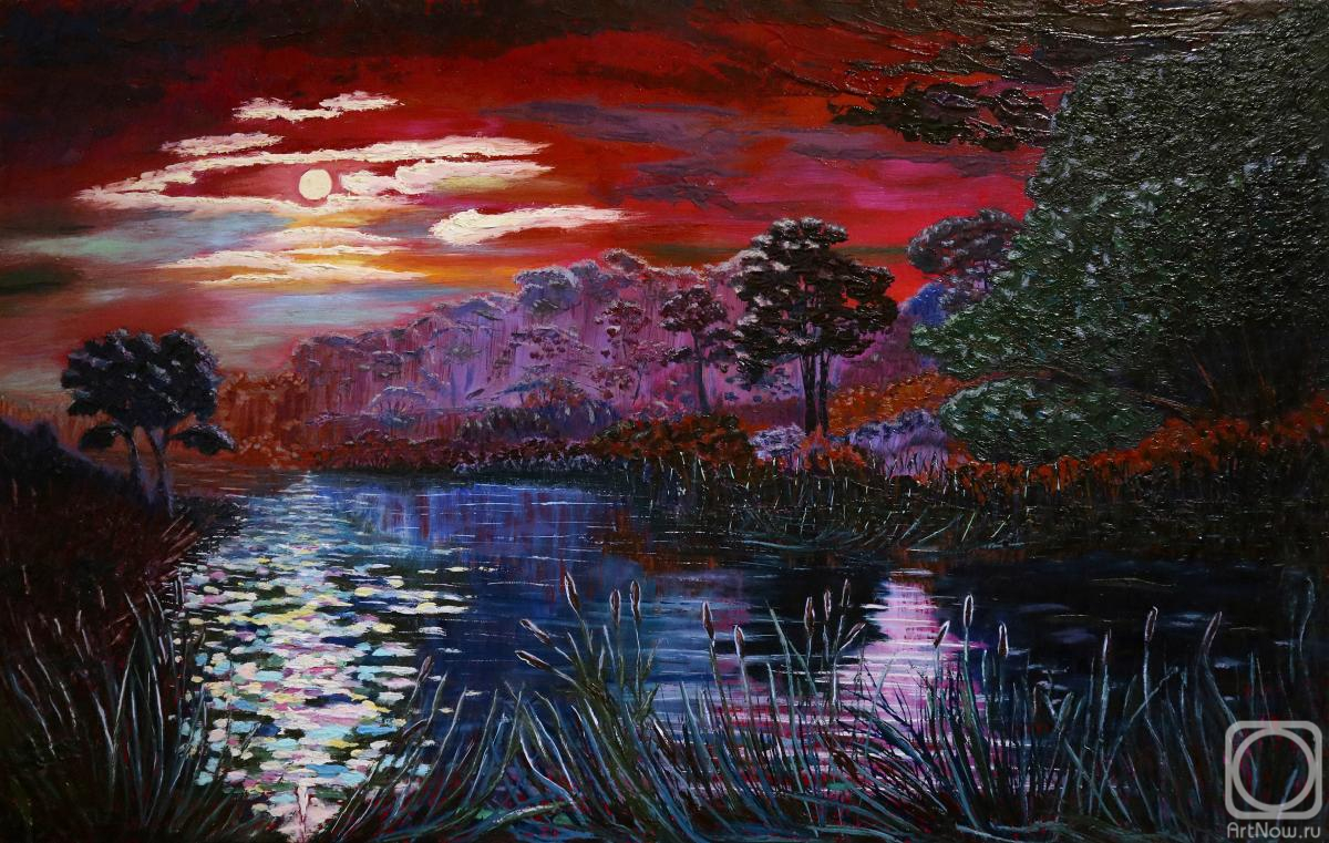 Polischuk Olga. Night landscape on the river