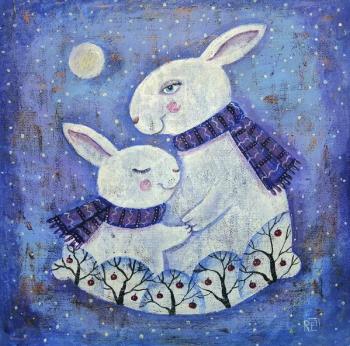 Gentle hares (Painting For Family Day). Razina Elena