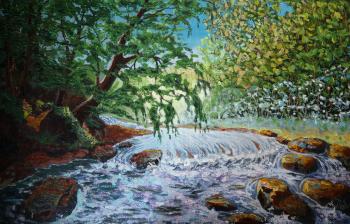 Landscape with a mountain river. Polischuk Olga