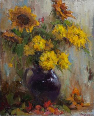 Yellow flowers (Chrysanthemas). Burtsev Evgeny