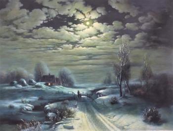 Copy of the painting by E. Voloshinov. Moonlight Night. Kamskij Savelij