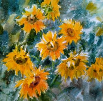 Sunflowers (Flower Watercolors). Aleksandrov Aleksandr