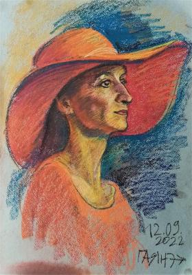 Girl in a red hat, from nature