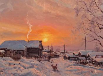 Winter Sunrise. Dog. Volya Alexander