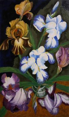 A bouquet of irises. Irises in a vase. Polischuk Olga