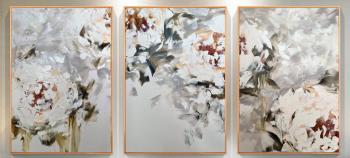Triple abstract peonies (Three Paintings Of Peonies). Skromova Marina