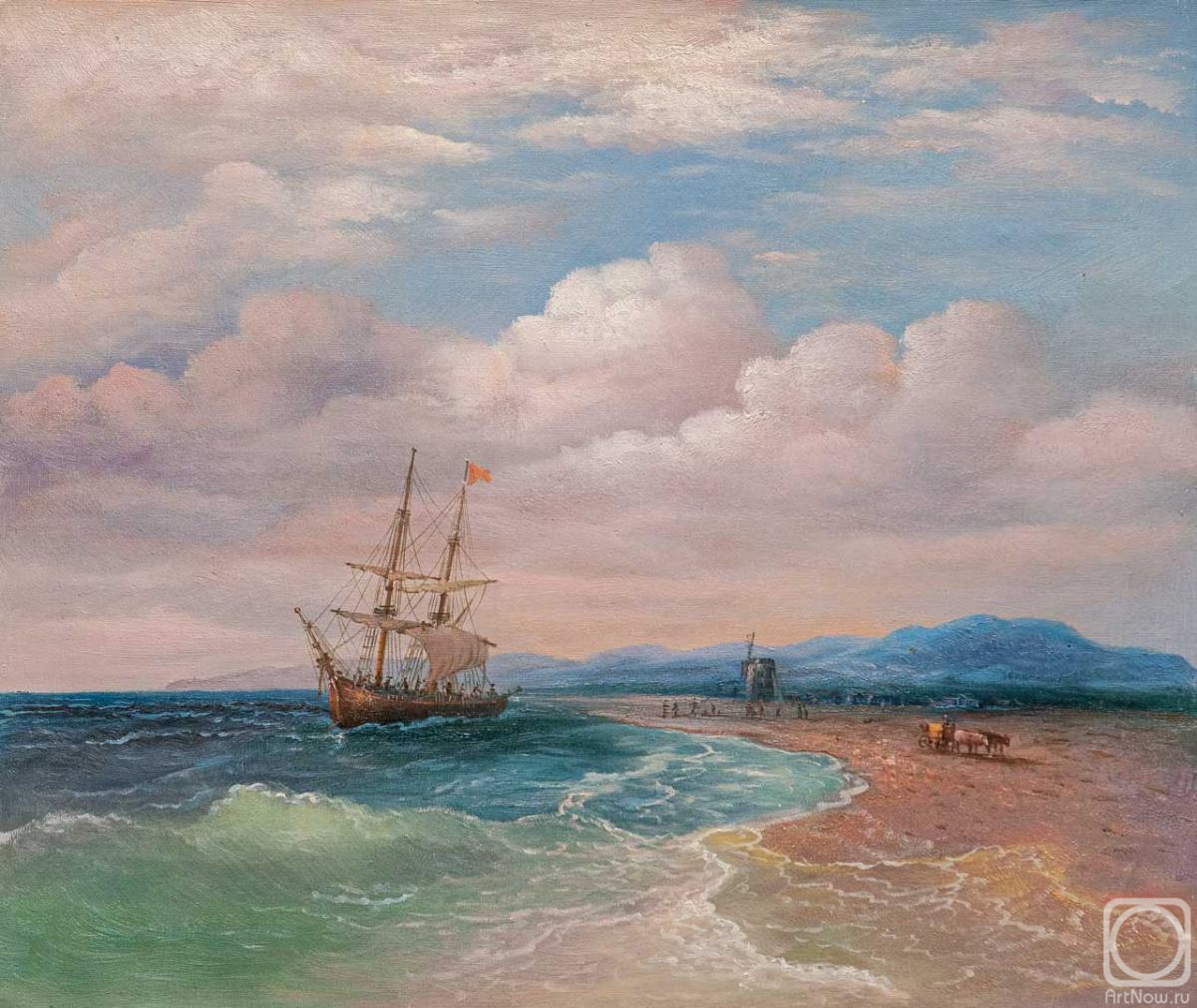 Lagno Daria. A copy of Ivan Aivazovsky's painting. Along the Crimean coast