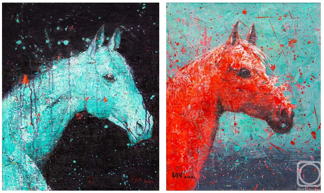 Gomes Liya. Moon Horse and Horse of the Sun. Diptych