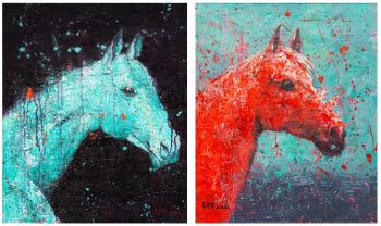 Moon Horse and Horse of the Sun. Diptych. Gomes Liya
