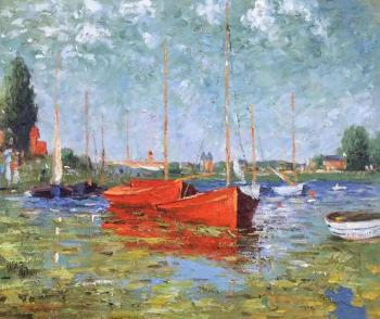 Copy of the painting. Red boats in Arzhantey. Kamskij Savelij