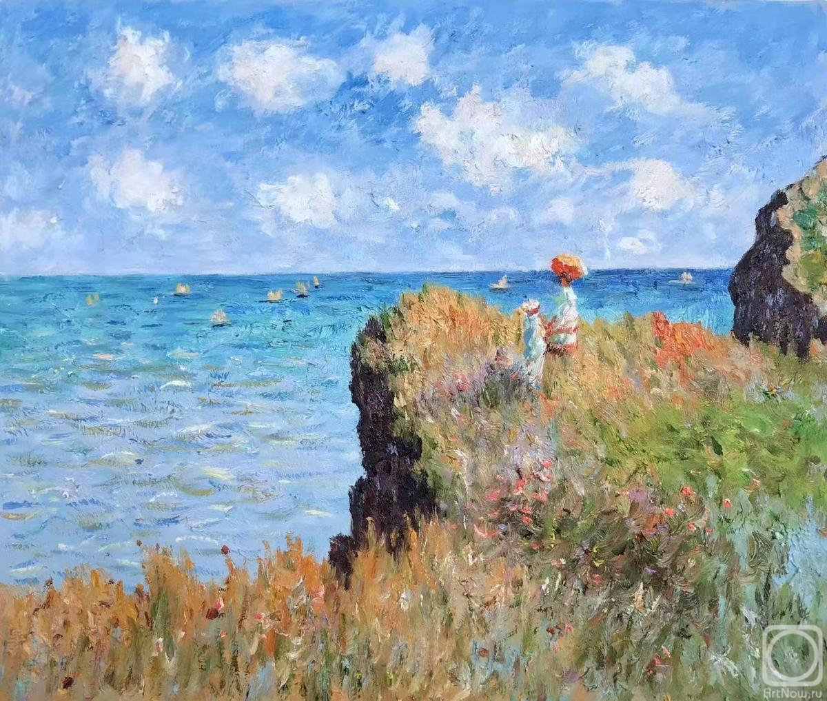 Kamskij Savelij. A copy of the painting by Claude Monet. Walk to the cliff in Purville