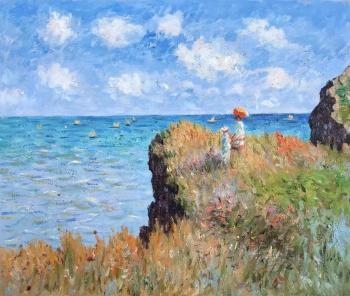 A copy of the painting by Claude Monet. Walk to the cliff in Purville